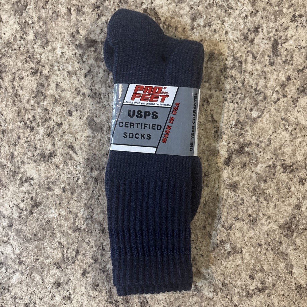 Vintage Pro Feet USPS Certified Crew Socks Size 10-13 Blue Made In USA